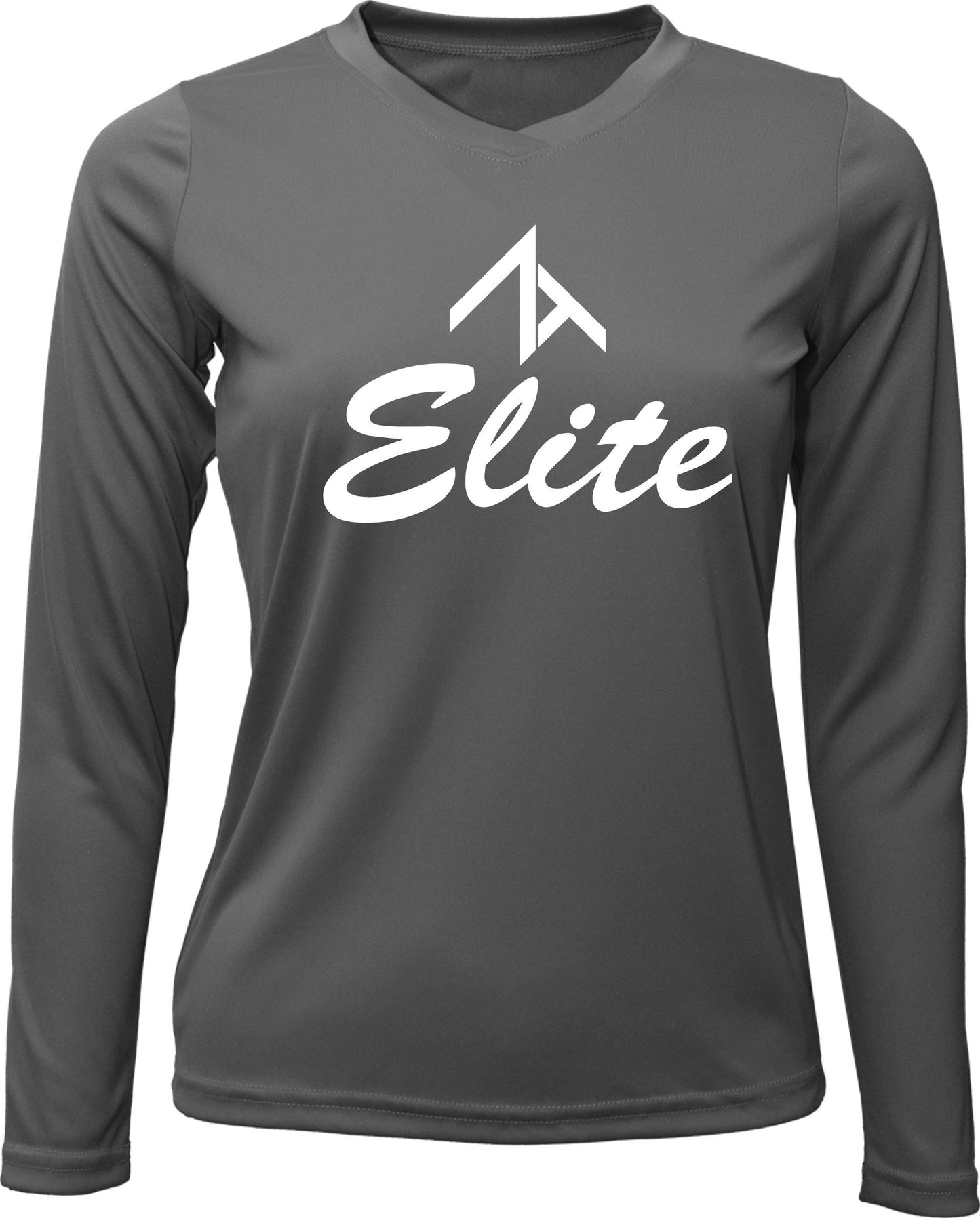 V-Neck Long Sleeve "CENTERED ELITE" Cotton T-shirt