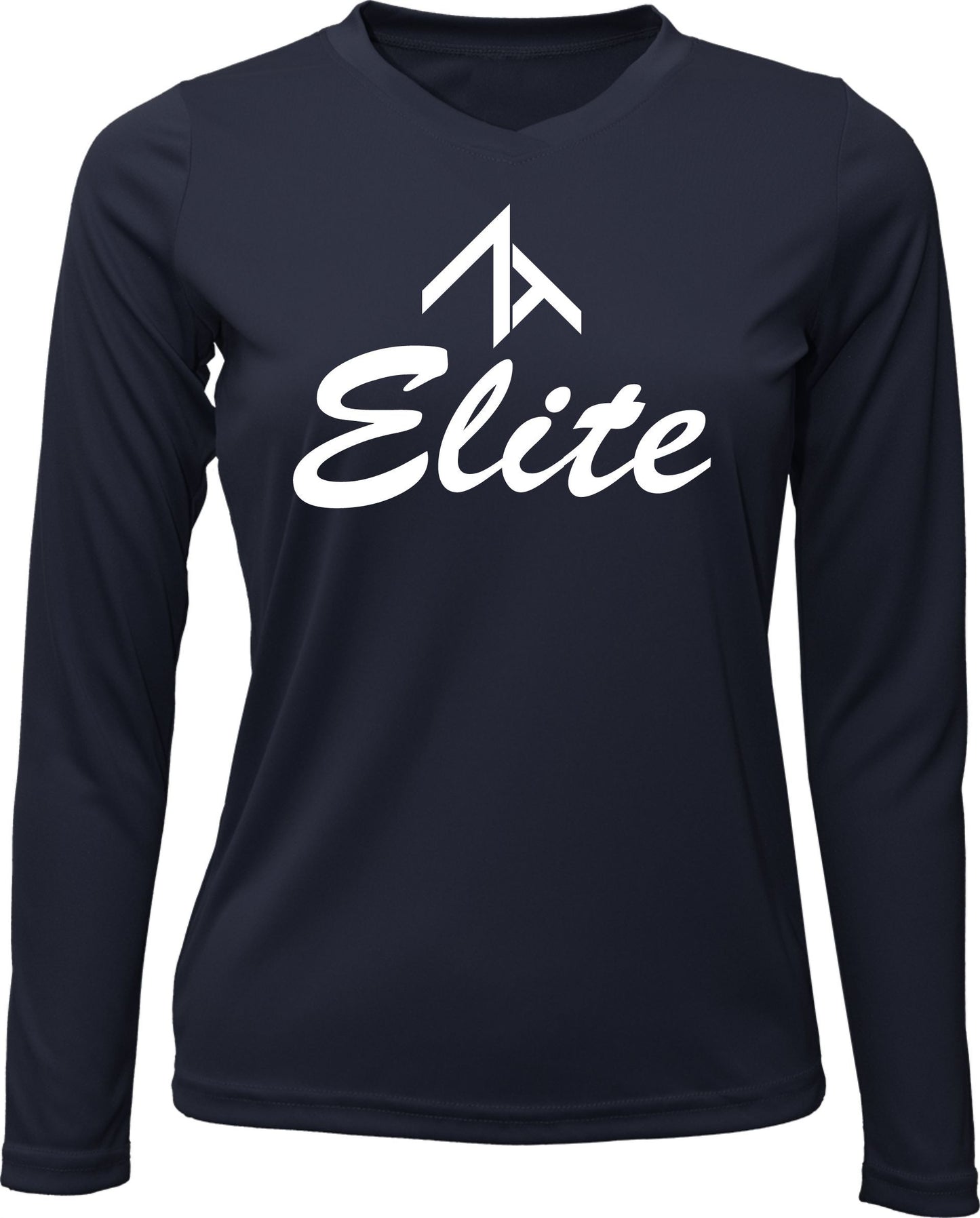 V-Neck Long Sleeve "CENTERED ELITE" Cotton T-shirt