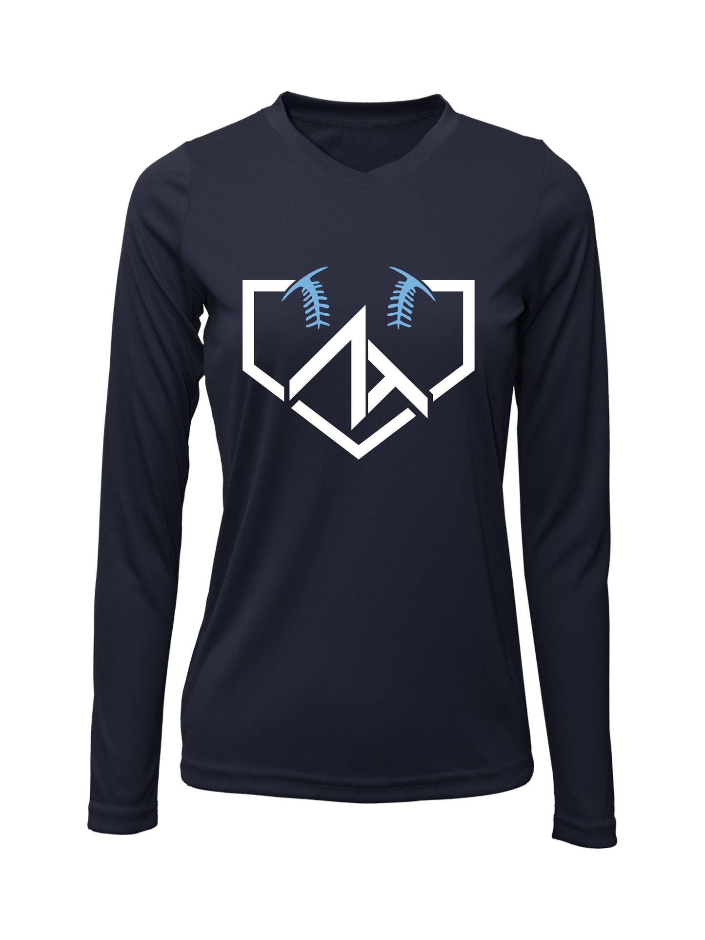 V-Neck Long Sleeve "ZT HOME PLATE" Logo Cotton T-shirt