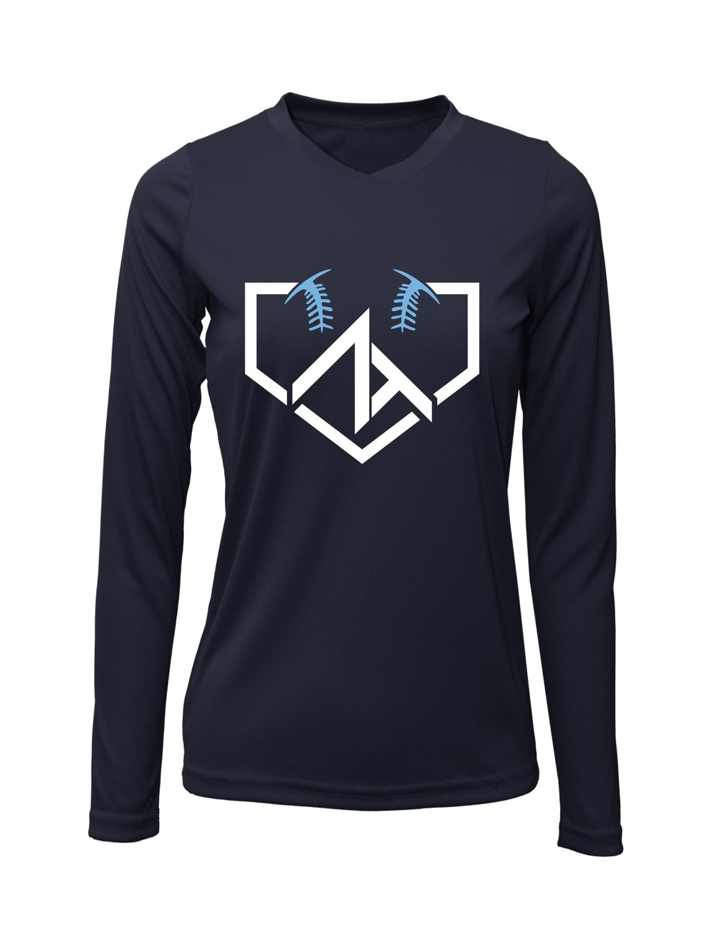 V-Neck Long Sleeve "ZT HOME PLATE" Logo Dri-fit T-shirt