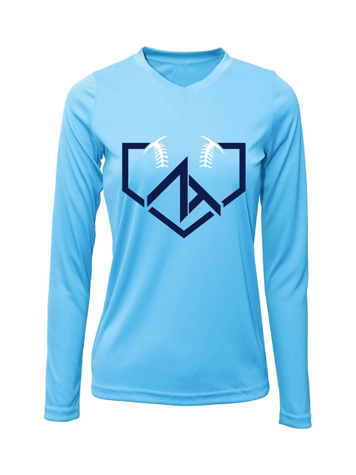 V-Neck Long Sleeve "ZT HOME PLATE" Logo Dri-fit T-shirt