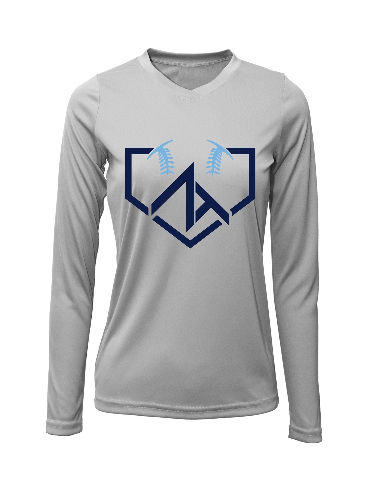 V-Neck Long Sleeve "ZT HOME PLATE" Logo Dri-fit T-shirt