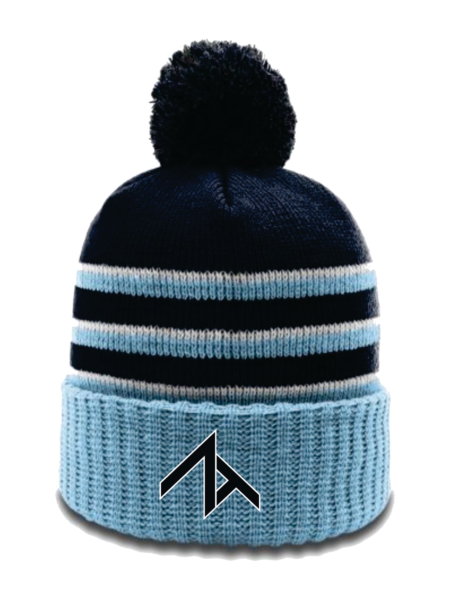ZT Embroidered Cuffed Beanie with Pom-pom Top