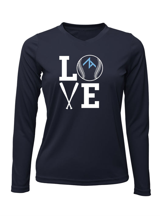 V-Neck Long Sleeve "LOVE" Cotton T-shirt