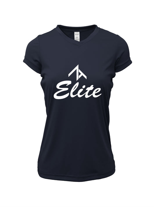 V-Neck Short Sleeve "CENTERED ELITE" Cotton T-shirt