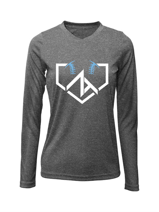 V-Neck Long Sleeve "ZT HOME PLATE" Logo Cotton T-shirt