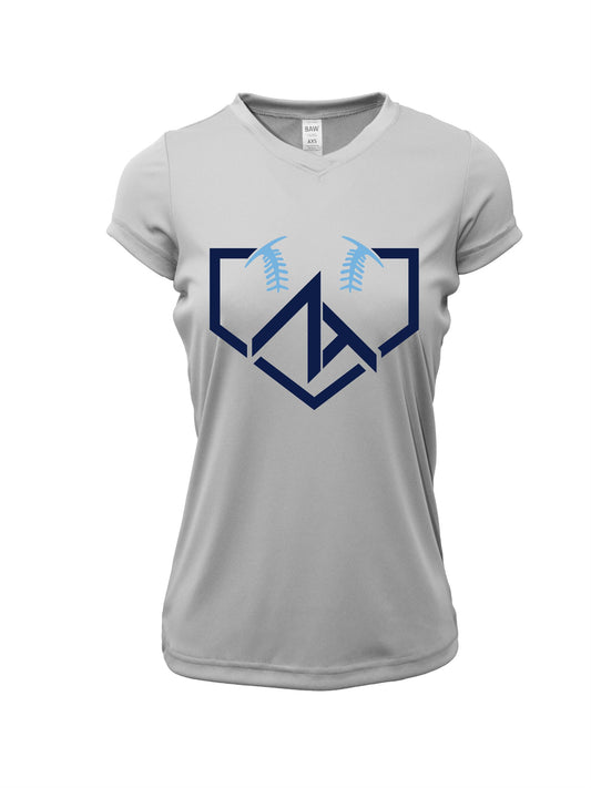 V-Neck Short Sleeve "ZT HOME PLATE" Logo Cotton T-shirt