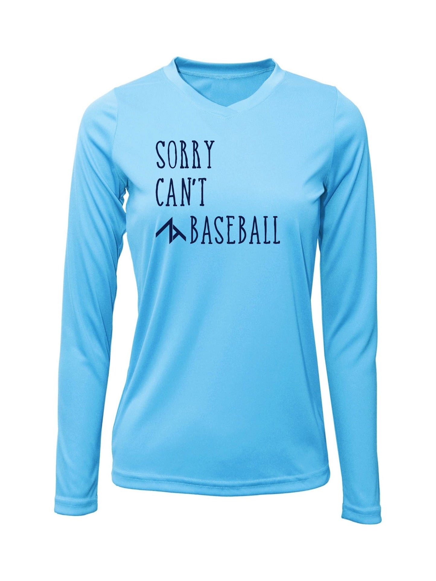 V-Neck Long Sleeve "SORRY CAN'T" Cotton T-shirt