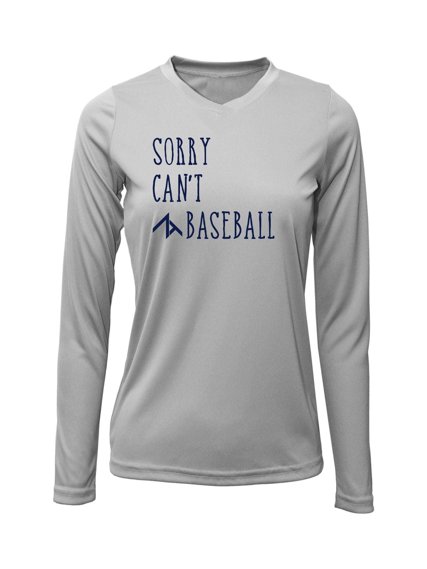 V-Neck Long Sleeve "SORRY CAN'T" Cotton T-shirt